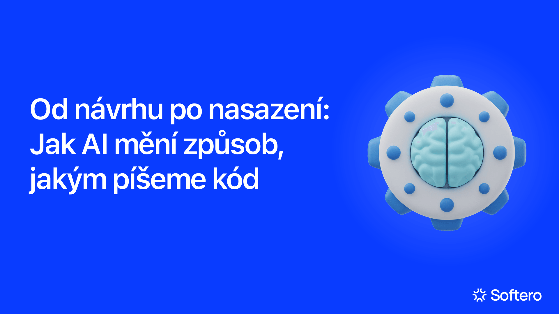 Od návrhu po nasazení: Jak AI mění způsob, jakým píšeme kód, ilustrace ozubeného kola s mozkem