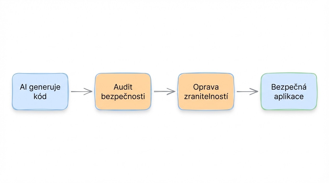 Diagram bezpečnostního auditu AI-generovaného kódu