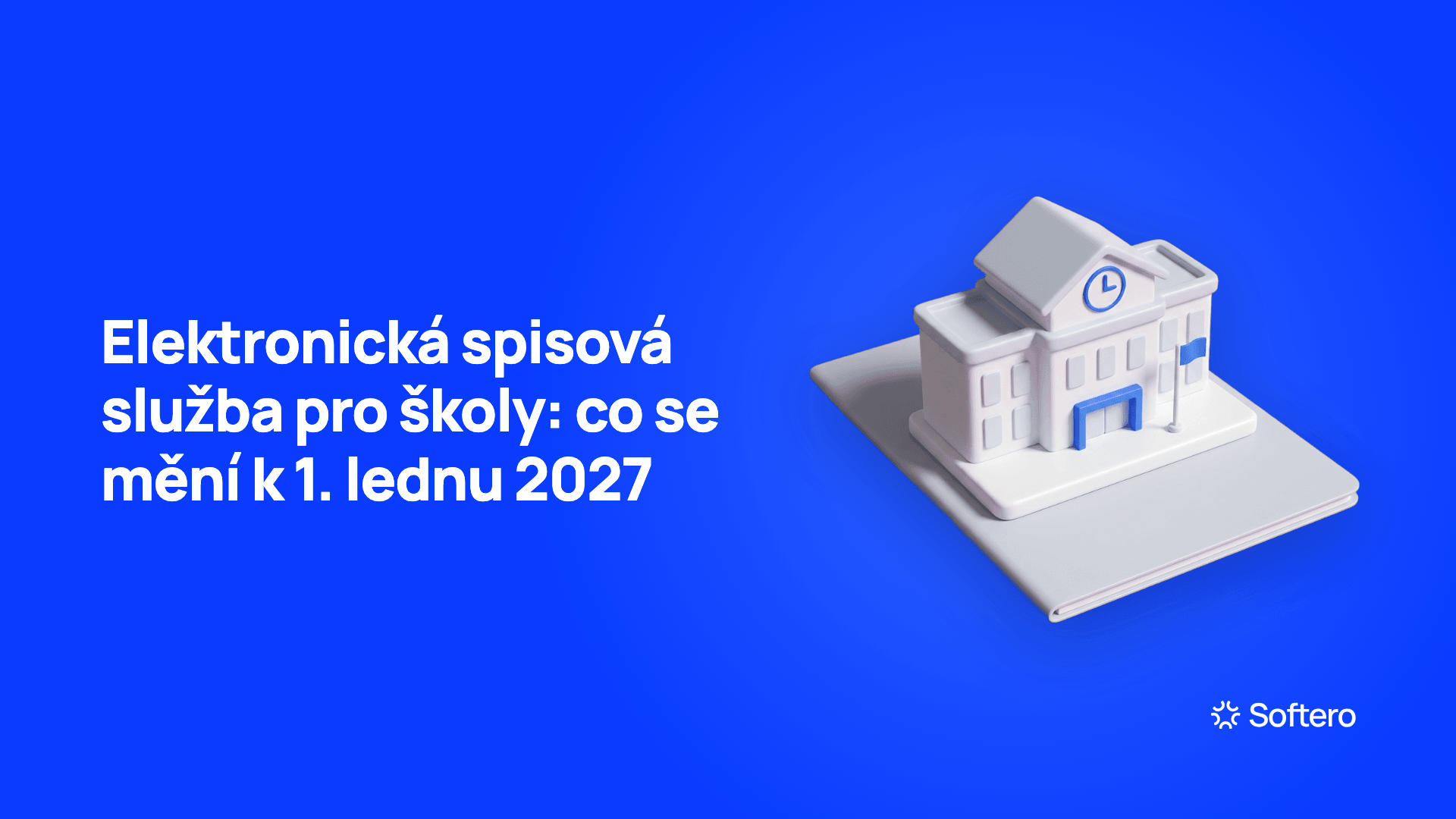 Elektronická spisová služba pro školy, ilustrace školní budovy s kalendářem a složkou dokumentů