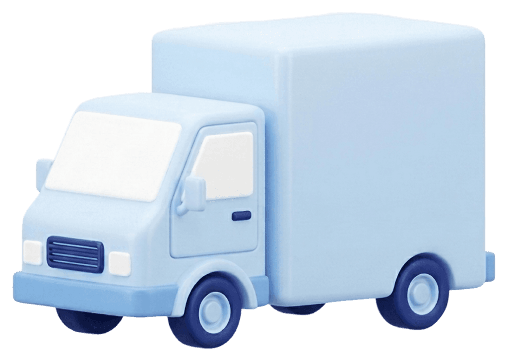 3D ilustrace dodávkového vozu symbolizující logistiku