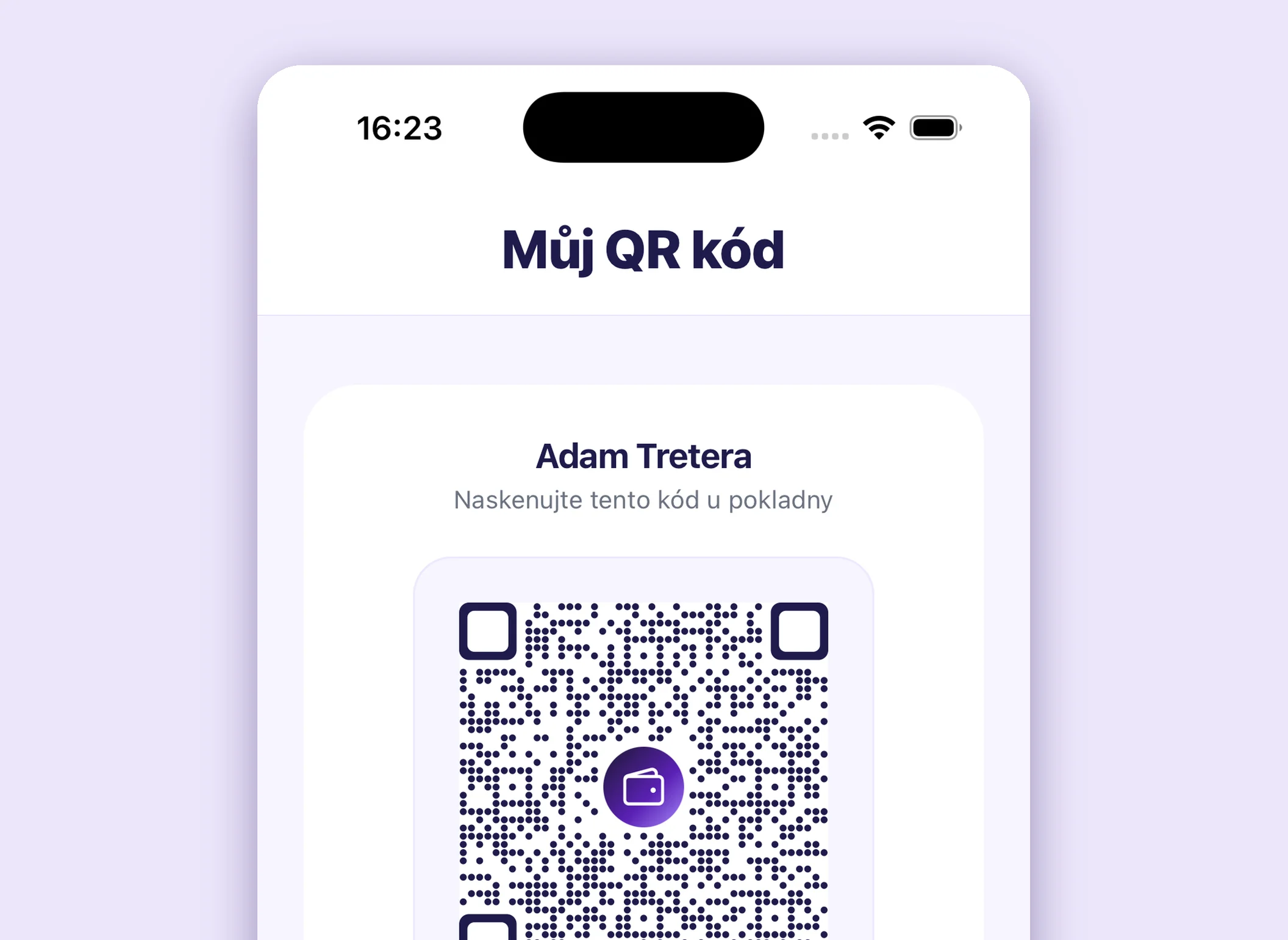 QR-код клієнта для сканування на касі в застосунку Tinadu
